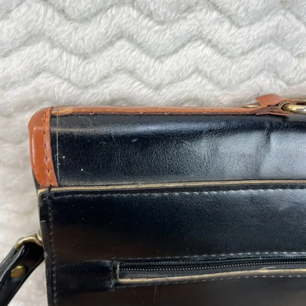 Vintage French Saddle Leather Briefcase Satchel Le Déco Professor Document Bag